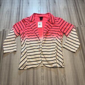 NWT Daytrip Women's Two Tone Striped 3/4 Sleeve Blazer